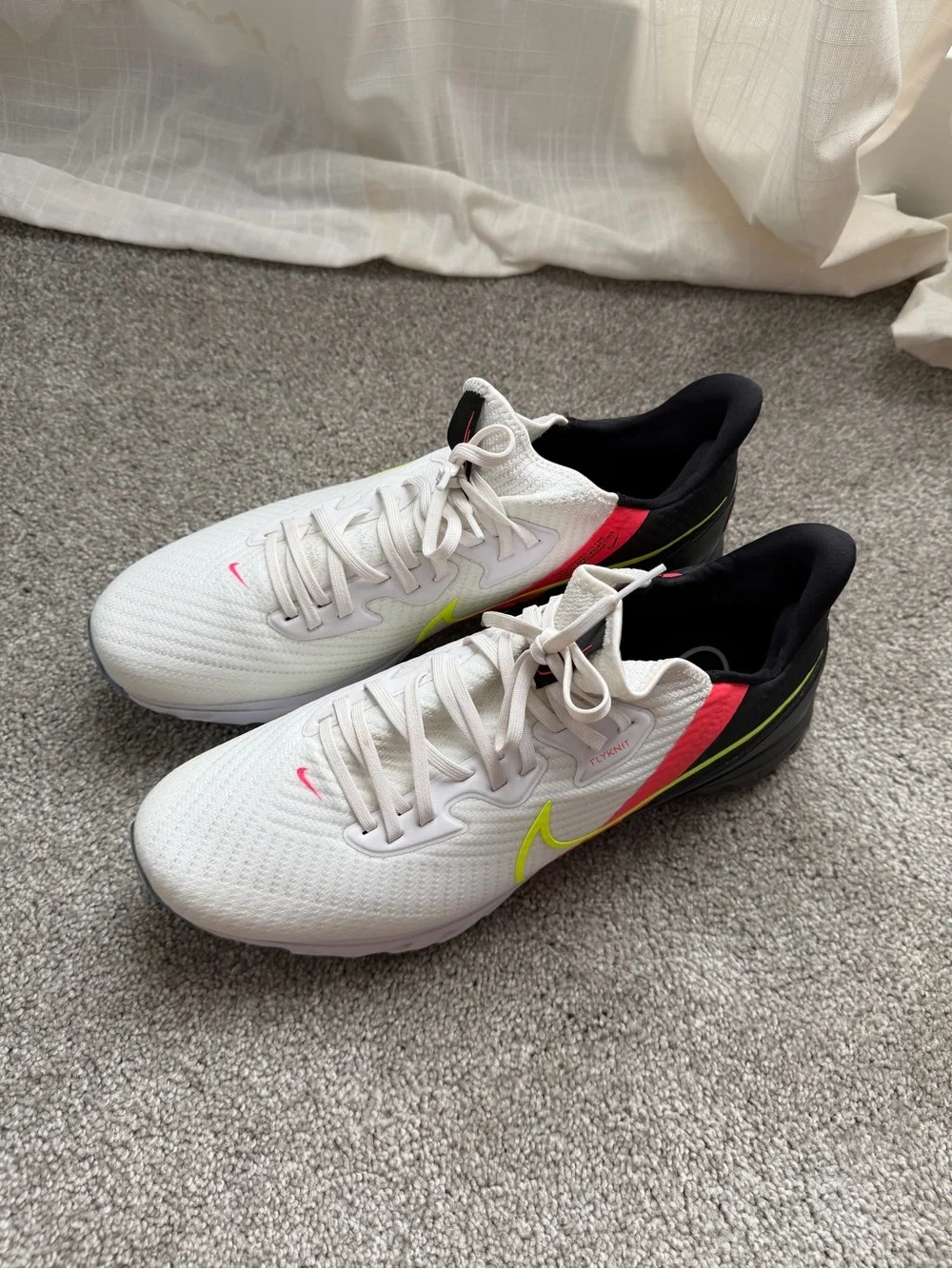 Nike White Golf Shoes with Neon Yellow, Pink & Black Accents